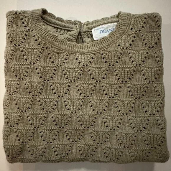 Deans of Scotland vintage beige cotton knit short sleeve top size S - Picture 3 of 5